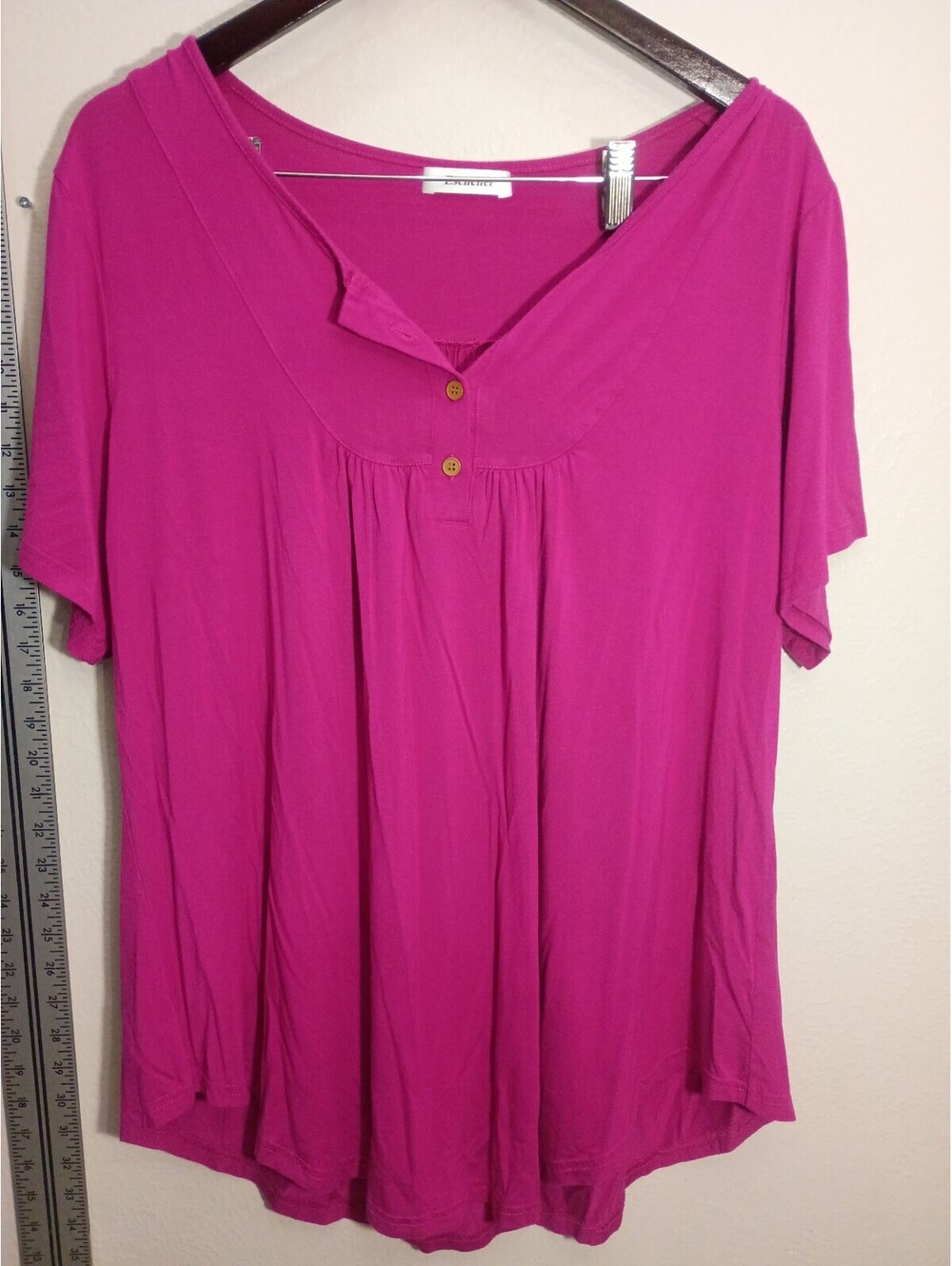 Esenchel Women's 2X Plus Pink Rayon Spandex Button-Up Blouse
